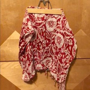 Red and White Floral Scarf with Tags